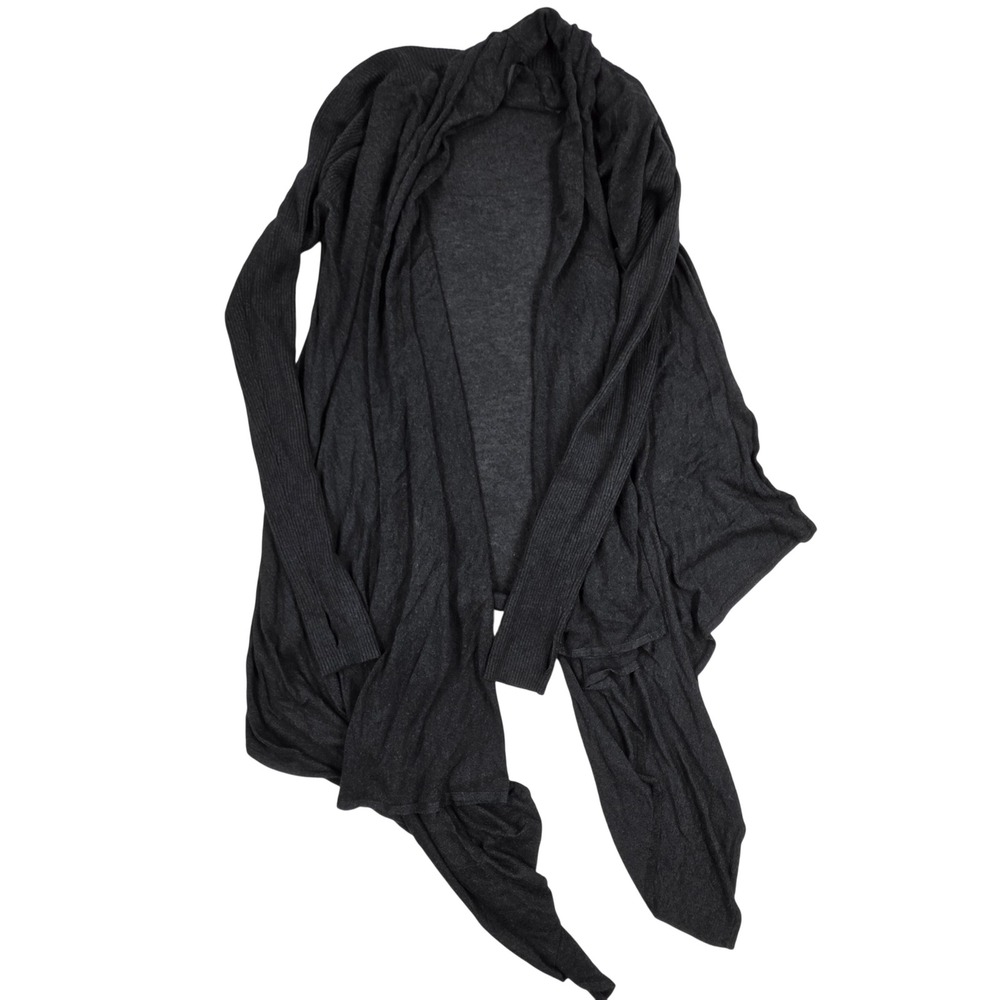 Lululemon Charcoal Gray Open Front Wrap Cardigan Ribbed Thumbhole Sleeves
